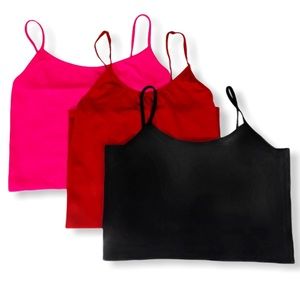 SALE!! 3 Stretchy Fitted Spaghetti Strap Tops